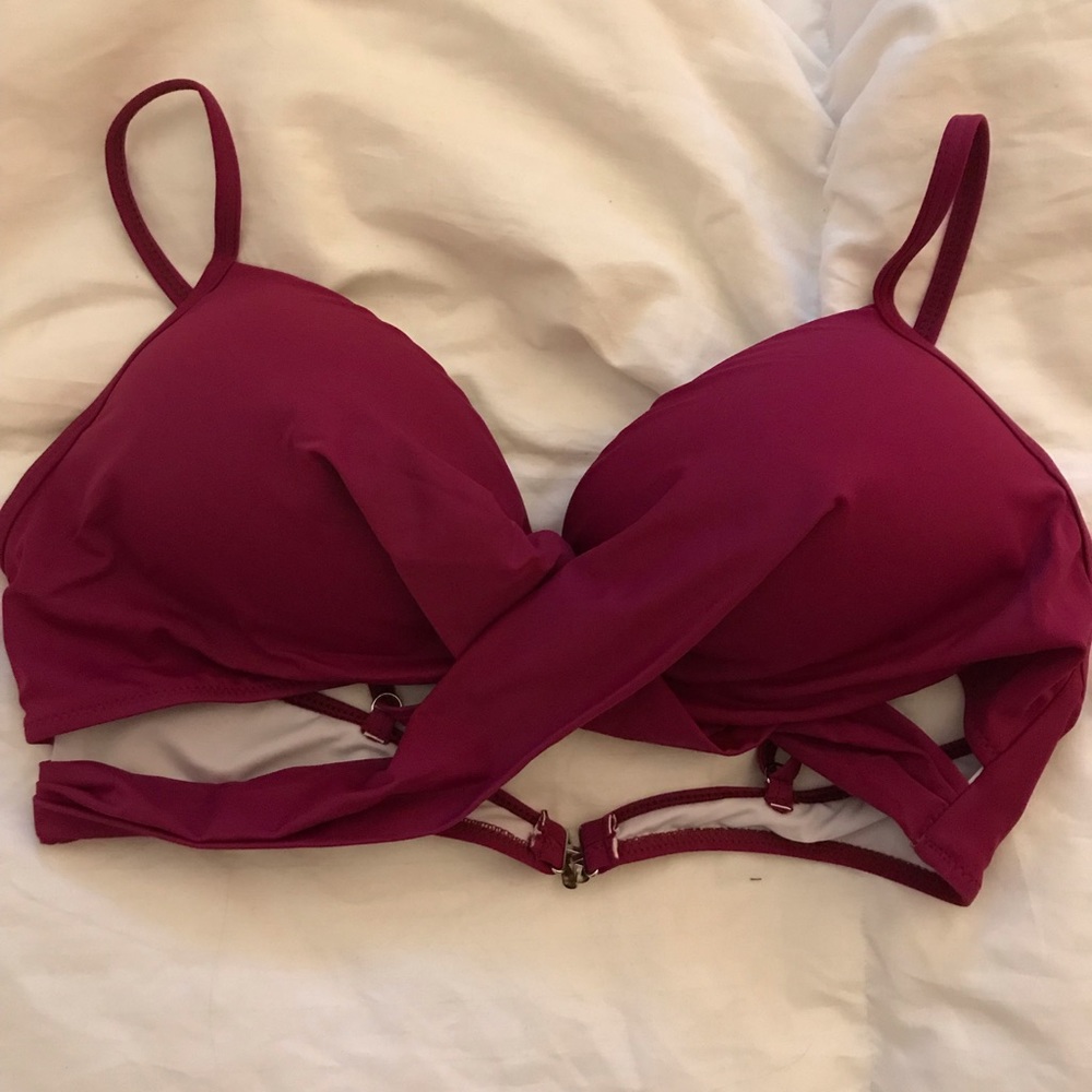 Plum crossover bikini top